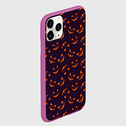 Чехол iPhone 11 Pro матовый Страшно веселый Halloween - паттерн, цвет: 3D-фиолетовый — фото 2