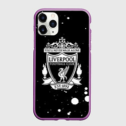 Чехол iPhone 11 Pro матовый Liverpool белые текстура краски, цвет: 3D-фиолетовый