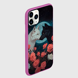 Чехол iPhone 11 Pro матовый Влюбленные волки, цвет: 3D-фиолетовый — фото 2