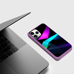 Чехол iPhone 11 Pro матовый Neon colored geometric, цвет: 3D-фиолетовый — фото 2