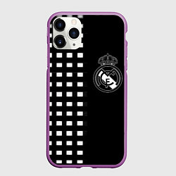 Чехол iPhone 11 Pro матовый Real Madrid клетка, цвет: 3D-фиолетовый