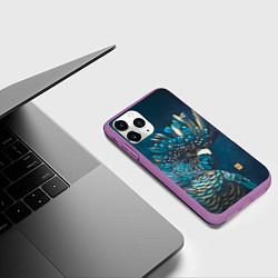 Чехол iPhone 11 Pro матовый Акварельный попугай, цвет: 3D-фиолетовый — фото 2