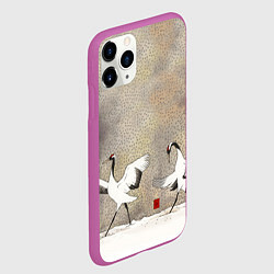 Чехол iPhone 11 Pro матовый Журавли на снегу, цвет: 3D-фиолетовый — фото 2