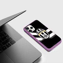 Чехол iPhone 11 Pro матовый Juventus полосы линии, цвет: 3D-фиолетовый — фото 2