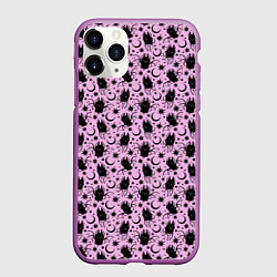 Чехол iPhone 11 Pro матовый Хэллоуин - летучая мышь узор паттерн, цвет: 3D-фиолетовый