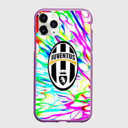 Чехол iPhone 11 Pro матовый Ювентус жидкие краски текстура, цвет: 3D-фиолетовый