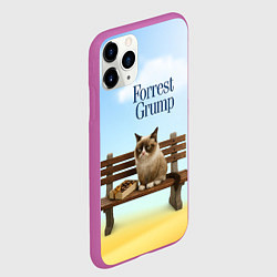 Чехол iPhone 11 Pro матовый Пародия Форрест Гамп - кот на скамейке, цвет: 3D-фиолетовый — фото 2