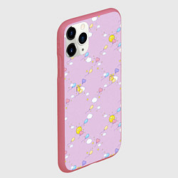 Чехол iPhone 11 Pro матовый Праздник с единорогами, цвет: 3D-малиновый — фото 2