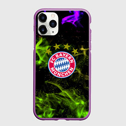 Чехол iPhone 11 Pro матовый Бавария Мюнхен огонь, цвет: 3D-фиолетовый
