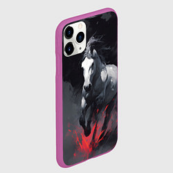 Чехол iPhone 11 Pro матовый Белая лошадь на фоне мазков краски, цвет: 3D-фиолетовый — фото 2