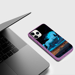Чехол iPhone 11 Pro матовый Лошадь в синем свете, цвет: 3D-фиолетовый — фото 2