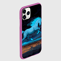 Чехол iPhone 11 Pro матовый Лошадь в синем свете, цвет: 3D-фиолетовый — фото 2
