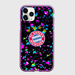 Чехол iPhone 11 Pro матовый Бавария Мюнхен краски неон, цвет: 3D-фиолетовый