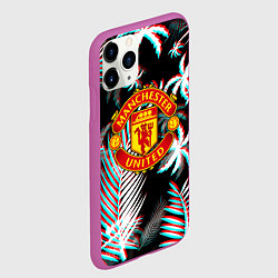 Чехол iPhone 11 Pro матовый Манчестер Юнайтед тропики глитч, цвет: 3D-фиолетовый — фото 2