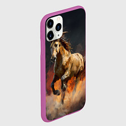 Чехол iPhone 11 Pro матовый Лошадь нарисованная красками, цвет: 3D-фиолетовый — фото 2
