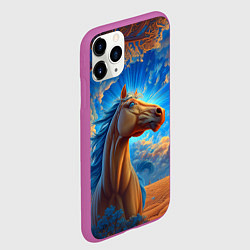 Чехол iPhone 11 Pro матовый Лошадь на фоне синего неба, цвет: 3D-фиолетовый — фото 2