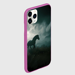 Чехол iPhone 11 Pro матовый Лошадь в поле - буря, цвет: 3D-фиолетовый — фото 2