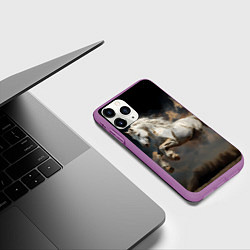Чехол iPhone 11 Pro матовый Белая лошадь из бури, цвет: 3D-фиолетовый — фото 2