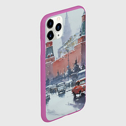 Чехол iPhone 11 Pro матовый Старинная Москва - новый год, цвет: 3D-фиолетовый — фото 2
