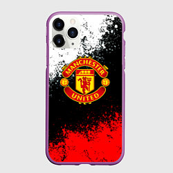 Чехол iPhone 11 Pro матовый Манчестер Юнайтед краски всплеск, цвет: 3D-фиолетовый