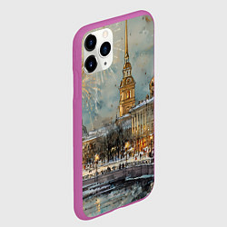 Чехол iPhone 11 Pro матовый Новогодний салют в Питере, цвет: 3D-фиолетовый — фото 2