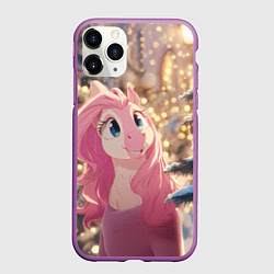 Чехол iPhone 11 Pro матовый Удивленная лошадка - Новый год, цвет: 3D-фиолетовый