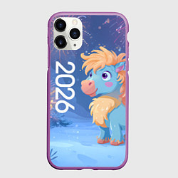Чехол iPhone 11 Pro матовый Милая лошадка 2026, цвет: 3D-фиолетовый