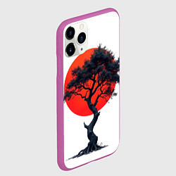Чехол iPhone 11 Pro матовый Японское дерево и солнце, цвет: 3D-фиолетовый — фото 2