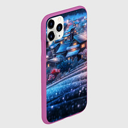 Чехол iPhone 11 Pro матовый Новогодний двор в блестках, цвет: 3D-фиолетовый — фото 2