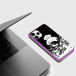 Чехол iPhone 11 Pro матовый Реал Мадрид краски текстура, цвет: 3D-фиолетовый — фото 2