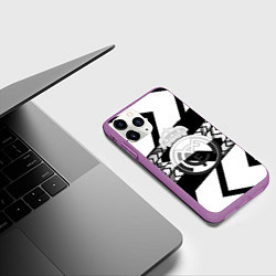 Чехол iPhone 11 Pro матовый Реал Мадрид краски полосы, цвет: 3D-фиолетовый — фото 2