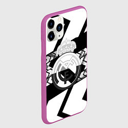 Чехол iPhone 11 Pro матовый Реал Мадрид краски полосы, цвет: 3D-фиолетовый — фото 2