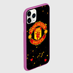 Чехол iPhone 11 Pro матовый Манчестер Юнайтед пиксели, цвет: 3D-фиолетовый — фото 2