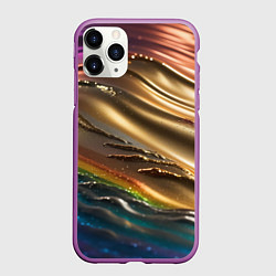 Чехол iPhone 11 Pro матовый Переливающийся расплавленный металл, цвет: 3D-фиолетовый