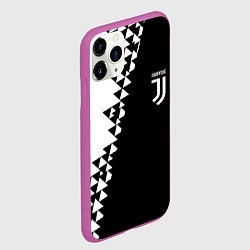 Чехол iPhone 11 Pro матовый Juventus черно белая геометрия текстура, цвет: 3D-фиолетовый — фото 2