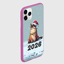 Чехол iPhone 11 Pro матовый Уставшая лошадка 2026, цвет: 3D-фиолетовый — фото 2