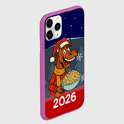 Чехол iPhone 11 Pro матовый Лошадь с тазиком оливье, цвет: 3D-фиолетовый — фото 2