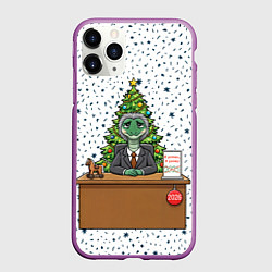 Чехол iPhone 11 Pro матовый Я устал я ухожу - новогодний мем 2026, цвет: 3D-фиолетовый
