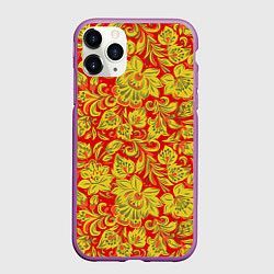 Чехол iPhone 11 Pro матовый Хохлома, цвет: 3D-фиолетовый