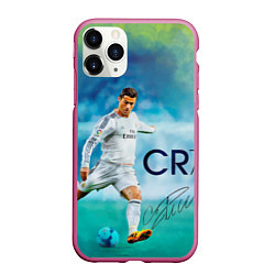 Чехол iPhone 11 Pro матовый CR Ronaldo, цвет: 3D-малиновый