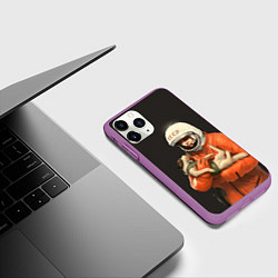 Чехол iPhone 11 Pro матовый Гагарин с лайкой, цвет: 3D-фиолетовый — фото 2