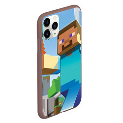 Чехол iPhone 11 Pro матовый Minecraft World, цвет: 3D-коричневый — фото 2