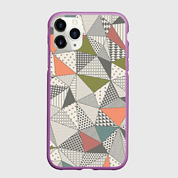 Чехол iPhone 11 Pro матовый Геометрия, цвет: 3D-фиолетовый