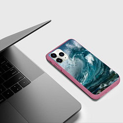 Чехол iPhone 11 Pro матовый Волна, цвет: 3D-малиновый — фото 2