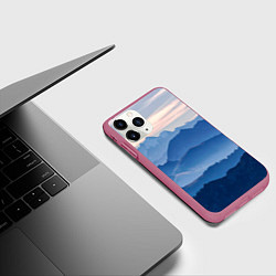 Чехол iPhone 11 Pro матовый Горы, цвет: 3D-малиновый — фото 2