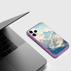 Чехол iPhone 11 Pro матовый Горы, цвет: 3D-фиолетовый — фото 2
