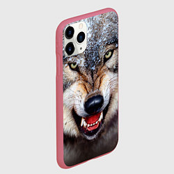 Чехол iPhone 11 Pro матовый Взгляд волка, цвет: 3D-малиновый — фото 2