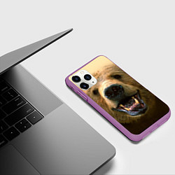 Чехол iPhone 11 Pro матовый Взгляд медведя, цвет: 3D-фиолетовый — фото 2