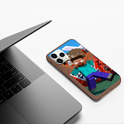 Чехол iPhone 11 Pro матовый Minecraft Man, цвет: 3D-коричневый — фото 2