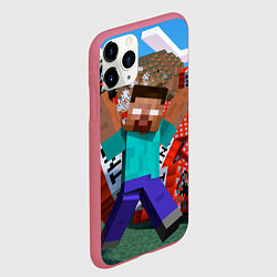 Чехол iPhone 11 Pro матовый Minecraft Man, цвет: 3D-малиновый — фото 2